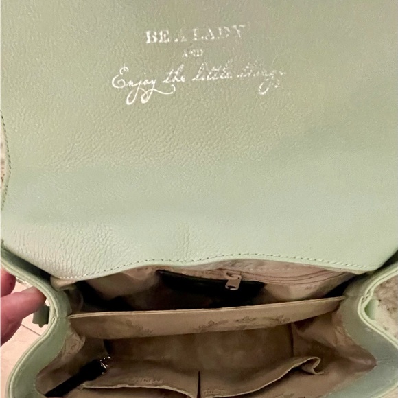 SOLD MyFlat In London Light Mint Green Leather Satchel Handbag with Bow Detail - Picture 5 of 10